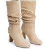 DREAM PAIRS Slouch Boots for Women Mid Calf, Women’s Fashion Almond Toe High Heel Fall Winter Dressy Boots(Sandy Beige-suede)