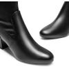 DREAM PAIRS Women’s Fitted Stretch Ankle Boots Fashion Low Chunky Heel Almond Toe Fall Heeled Booties Shoes(Black-pu)