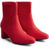 DREAM PAIRS Women’s Fitted Stretch Ankle Boots Fashion Low Chunky Heel Almond Toe Fall Heeled Booties Shoes(Red-suede)