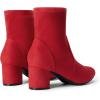 DREAM PAIRS Women’s Fitted Stretch Ankle Boots Fashion Low Chunky Heel Almond Toe Fall Heeled Booties Shoes(Red-suede)