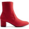 DREAM PAIRS Women’s Fitted Stretch Ankle Boots Fashion Low Chunky Heel Almond Toe Fall Heeled Booties Shoes(Red-suede)