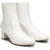 DREAM PAIRS Women’s Fitted Stretch Ankle Boots Fashion Low Chunky Heel Almond Toe Fall Heeled Booties Shoes(White-pu)