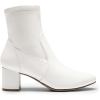 DREAM PAIRS Women’s Fitted Stretch Ankle Boots Fashion Low Chunky Heel Almond Toe Fall Heeled Booties Shoes(White-pu)