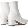 DREAM PAIRS Women’s Fitted Stretch Ankle Boots Fashion Low Chunky Heel Almond Toe Fall Heeled Booties Shoes(White-pu)