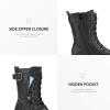 DREAM PAIRS Women’s Mid Calf Built-in Wallet Pocket Lace up Military Combat Boots(All Black)