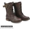 DREAM PAIRS Women’s Mid Calf Built-in Wallet Pocket Lace up Military Combat Boots(All Brown)