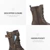 DREAM PAIRS Women’s Mid Calf Built-in Wallet Pocket Lace up Military Combat Boots(All Brown)