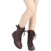 DREAM PAIRS Women’s Mid Calf Built-in Wallet Pocket Lace up Military Combat Boots(All Burgundy)