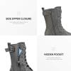 DREAM PAIRS Women’s Mid Calf Built-in Wallet Pocket Lace up Military Combat Boots(All Grey)