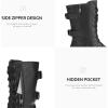 DREAM PAIRS Women’s Mid Calf Built-in Wallet Pocket Lace up Military Combat Boots(Black)