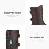 DREAM PAIRS Women’s Mid Calf Built-in Wallet Pocket Lace up Military Combat Boots(Brown)