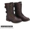 DREAM PAIRS Women’s Mid Calf Built-in Wallet Pocket Lace up Military Combat Boots(Brown)