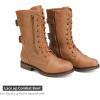 DREAM PAIRS Women’s Mid Calf Built-in Wallet Pocket Lace up Military Combat Boots(Camel)