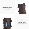DREAM PAIRS Women’s Mid Calf Built-in Wallet Pocket Lace up Military Combat Boots(Classic Brown)