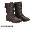 DREAM PAIRS Women’s Mid Calf Built-in Wallet Pocket Lace up Military Combat Boots(Classic Brown)
