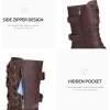 DREAM PAIRS Women’s Mid Calf Built-in Wallet Pocket Lace up Military Combat Boots(Classic Burgundy)