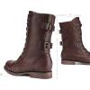 DREAM PAIRS Women’s Mid Calf Built-in Wallet Pocket Lace up Military Combat Boots(Classic Burgundy)