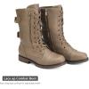 DREAM PAIRS Women’s Mid Calf Built-in Wallet Pocket Lace up Military Combat Boots(Khaki)