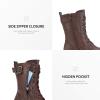 DREAM PAIRS Women’s Mid Calf Built-in Wallet Pocket Lace up Military Combat Boots(Mission-burgundy)