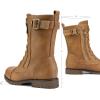 DREAM PAIRS Women’s Mid Calf Built-in Wallet Pocket Lace up Military Combat Boots(Mission-camel)