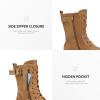 DREAM PAIRS Women’s Mid Calf Built-in Wallet Pocket Lace up Military Combat Boots(Mission-camel)