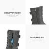 DREAM PAIRS Women’s Mid Calf Built-in Wallet Pocket Lace up Military Combat Boots(Terran-grey)