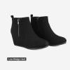 DREAM PAIRS Women’s Suede Low Wedges Ankle Boots(Black/Suede)