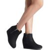 DREAM PAIRS Women’s Suede Low Wedges Ankle Boots(Black/Suede)