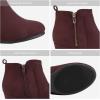 DREAM PAIRS Women’s Suede Low Wedges Ankle Boots(Burgundy/Suede)
