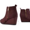 DREAM PAIRS Women’s Suede Low Wedges Ankle Boots(Burgundy/Suede)