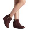 DREAM PAIRS Women’s Suede Low Wedges Ankle Boots(Burgundy/Suede)
