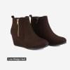 DREAM PAIRS Women’s Suede Low Wedges Ankle Boots(Coffee/Suede)