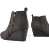 DREAM PAIRS Women’s Suede Low Wedges Ankle Boots(Grey/Suede)