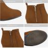DREAM PAIRS Women’s Suede Low Wedges Ankle Boots(Tan/Suede)