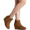 DREAM PAIRS Women’s Suede Low Wedges Ankle Boots(Tan/Suede)