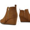 DREAM PAIRS Women’s Suede Low Wedges Ankle Boots(Tan/Suede)