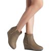 DREAM PAIRS Women’s Suede Low Wedges Ankle Boots(Taupe/Suede)
