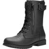 DREAM PAIRS Women’s Mid Calf Built-in Wallet Pocket Lace up Military Combat Boots(All Black)
