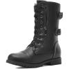 DREAM PAIRS Women’s Mid Calf Built-in Wallet Pocket Lace up Military Combat Boots(Black)