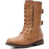 DREAM PAIRS Women’s Mid Calf Built-in Wallet Pocket Lace up Military Combat Boots(Camel-pu)