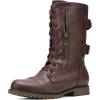 DREAM PAIRS Women’s Mid Calf Built-in Wallet Pocket Lace up Military Combat Boots(Classic Burgundy)