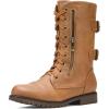 DREAM PAIRS Women’s Mid Calf Built-in Wallet Pocket Lace up Military Combat Boots(Terran-camel)