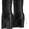 DREAM PAIRS Cowboy Boots For Women, Comfortable Pull On Zipper Chunky Heel Pointed Toe Embroidered Western Cowgirl Knee High Boots(Black)