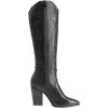 DREAM PAIRS Cowboy Boots For Women, Comfortable Pull On Zipper Chunky Heel Pointed Toe Embroidered Western Cowgirl Knee High Boots(Black)