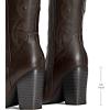 DREAM PAIRS Cowboy Boots For Women, Comfortable Pull On Zipper Chunky Heel Pointed Toe Embroidered Western Cowgirl Knee High Boots(Brown)