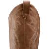 DREAM PAIRS Cowboy Boots For Women, Comfortable Pull On Zipper Chunky Heel Pointed Toe Embroidered Western Cowgirl Knee High Boots(Light Brown)