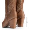 DREAM PAIRS Cowboy Boots For Women, Comfortable Pull On Zipper Chunky Heel Pointed Toe Embroidered Western Cowgirl Knee High Boots(Light Brown)
