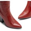 DREAM PAIRS Cowboy Boots For Women, Comfortable Pull On Zipper Chunky Heel Pointed Toe Embroidered Western Cowgirl Knee High Boots(Red-pu)