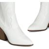 DREAM PAIRS Cowboy Boots For Women, Comfortable Pull On Zipper Chunky Heel Pointed Toe Embroidered Western Cowgirl Knee High Boots(White)