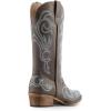 DREAM PAIRS Women’s Cowboy Boots Mid Calf Cowgirl Boots Square Toe Chunky Heel Embroidery Stitched Western Boots(Brown)